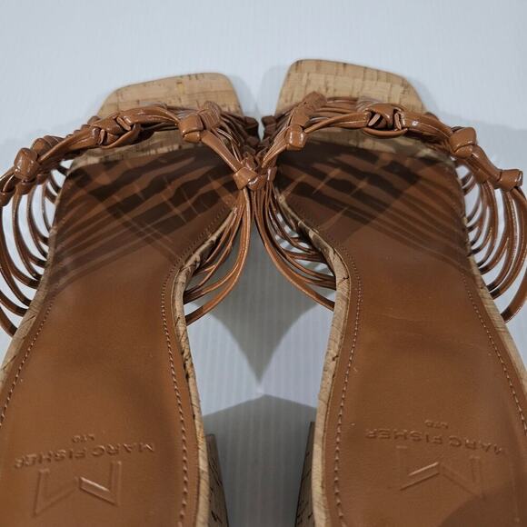 NEW Marc Fisher LTD Colica Sandal Womens 8.5 Brown Cork Knotted Block Heel - Picture 9 of 12